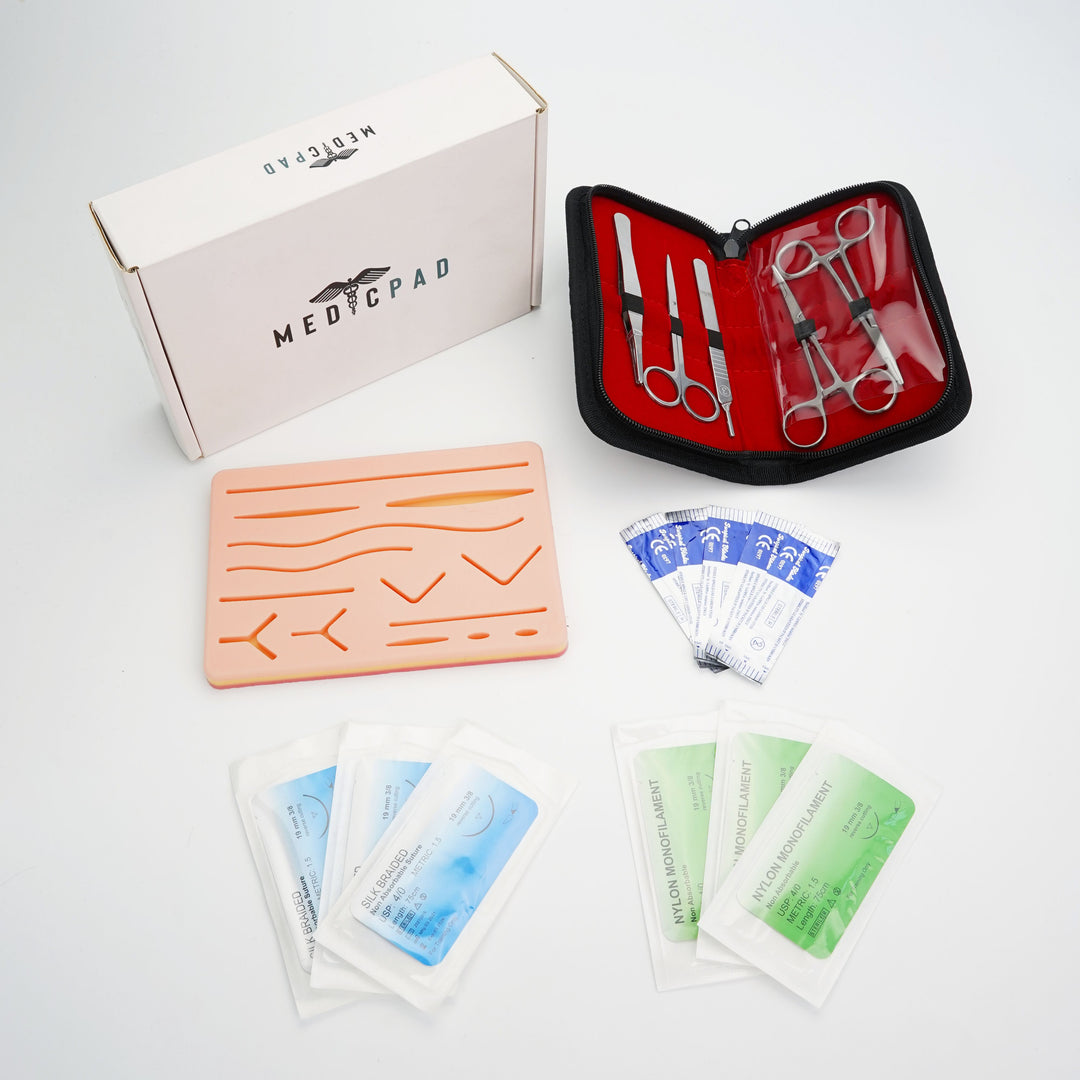 Suture Practice Kit With Tools & Storage Case